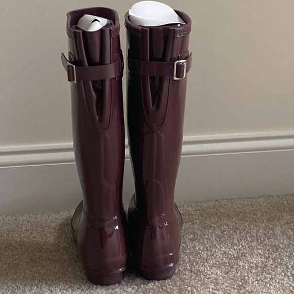 Hunter Original Tall Boot Back Buckle Gloss Umber Size 7 - Picture 3 of 5